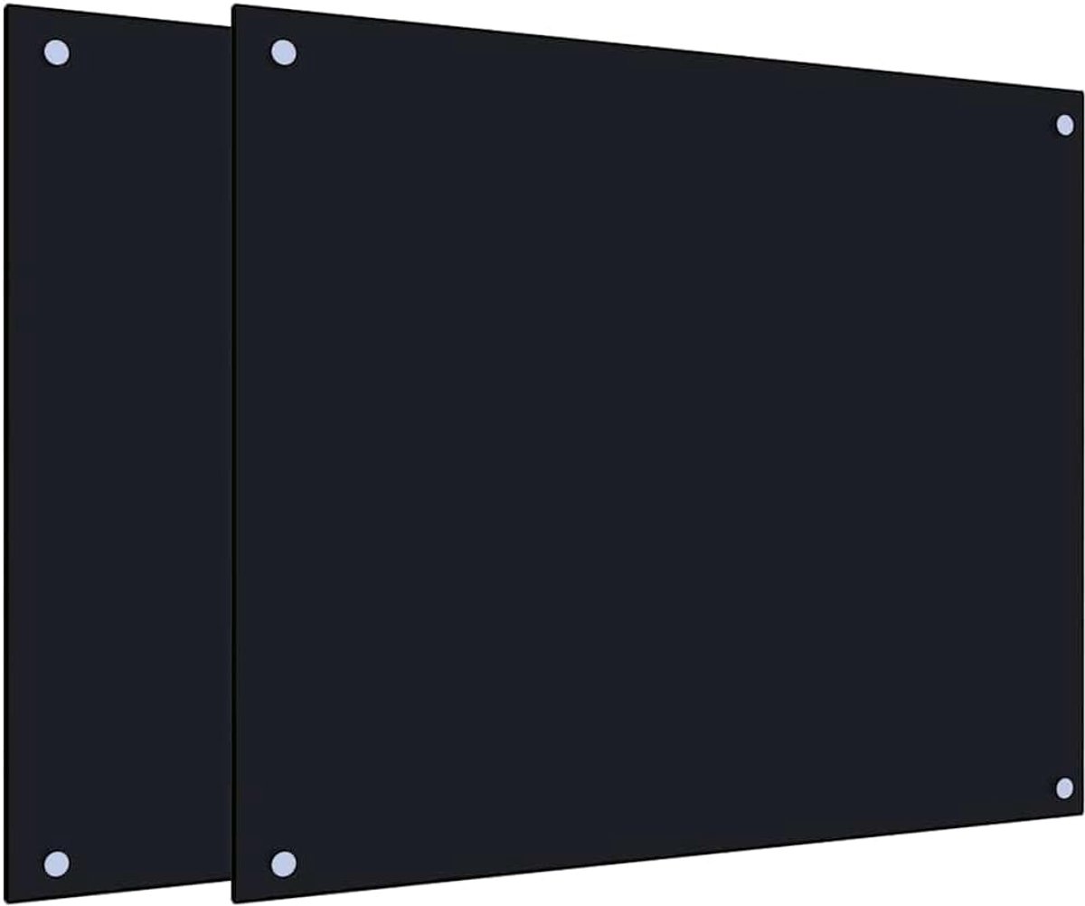 Keuken Spatschermen - Spatplaat Set - Kookplaat Bescherming - Gehard Glas - 70x60 cm - Zwart