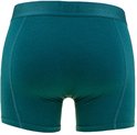 Vue arrière d'un boxer Bamboo Basics vert pétrole profond avec ceinture élastique bleu-vert.
