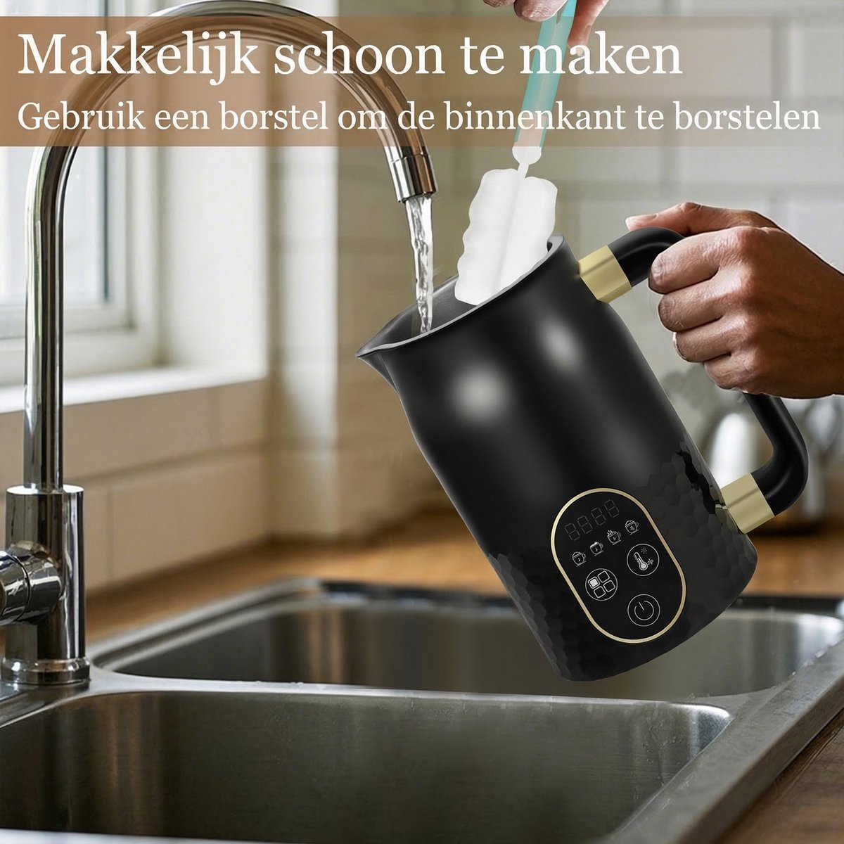 Elektrische Melkopschuimer 4-in-1 Met Temperatuurregeling - Automatische Melkschuimer Voor Warm En Koud Melkschuim - Melkverwarmer Met 2 Gardes Voor Cappuccino Latte Macchiato En Warme Chocolade — cadeau in Kookcadeaus - foto 4