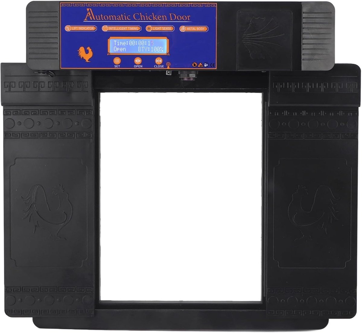 Automatische Kippendeur - Hok Deuropener - Veilige Kip - Zonne-energie Timer - 44x41x12 cm - Zwart