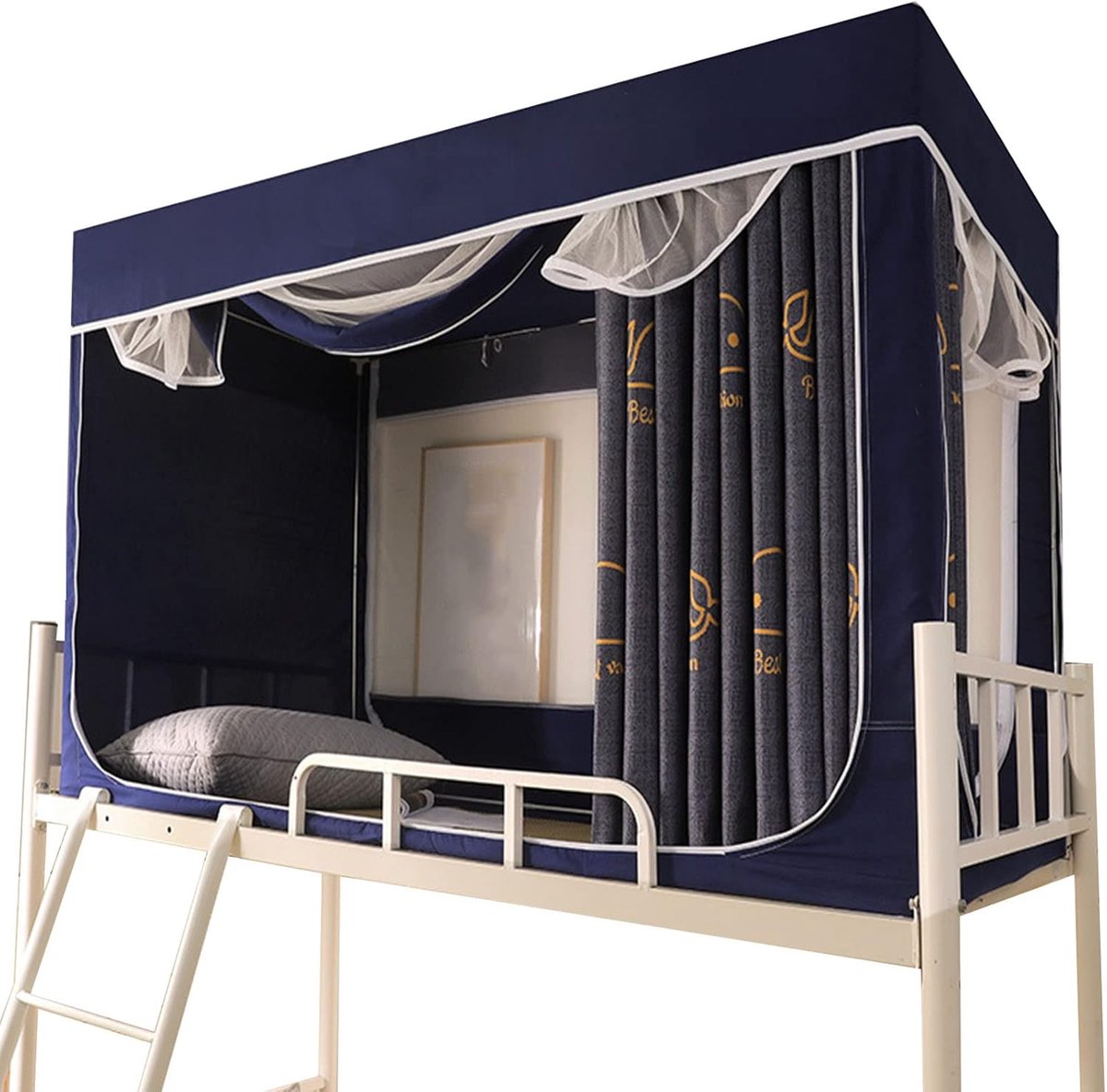 Slaaptent Stapelbed - Droomtent Bedgordijn - Privacy Creëren - 360° Muggenbescherming - 90x190x110 cm - Donkerblauw