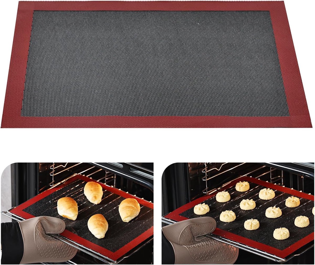 Bakplaat Liner - Siliconen Mat - Bakken Reinigen - Hittebestendig Antislip - 30x40 cm - Rood
