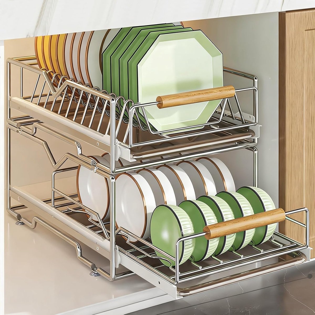 Metalen Afdruiprek - Keuken Organizer - Boven Gootsteen - Ruimtebesparend Ontwerp - 2 Laags - Zwart