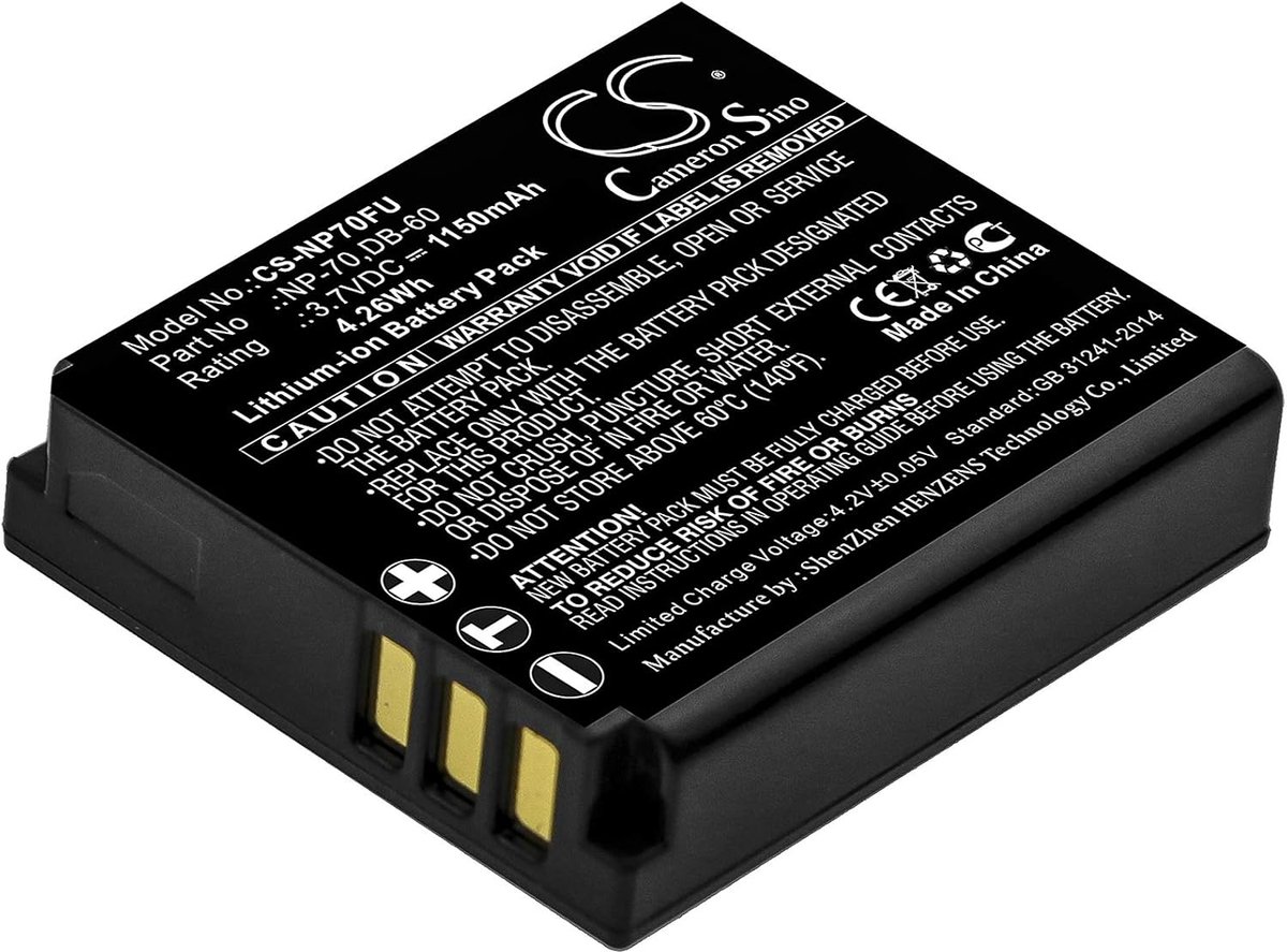 Oplaadbare Camera Batterij - Reserve Accu - Fotografie - Langdurige Energie - 3.7 Volt 1150mAh - Zwart
