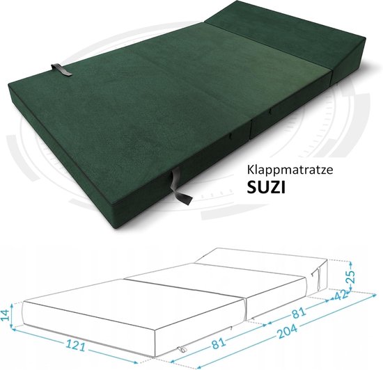Vouwmatras - Gastenmatras - Flexibel slapen - Koudschuim - 120 x 200 cm - Donkergroen — afbeelding 4