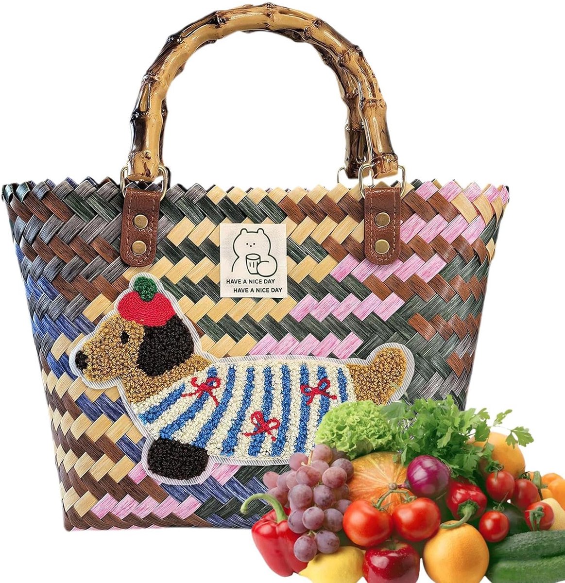 Geweven tas - Stro tas - Dagelijks gebruik - Veelzijdig inzetbaar - 30 x 251 x 106 cm