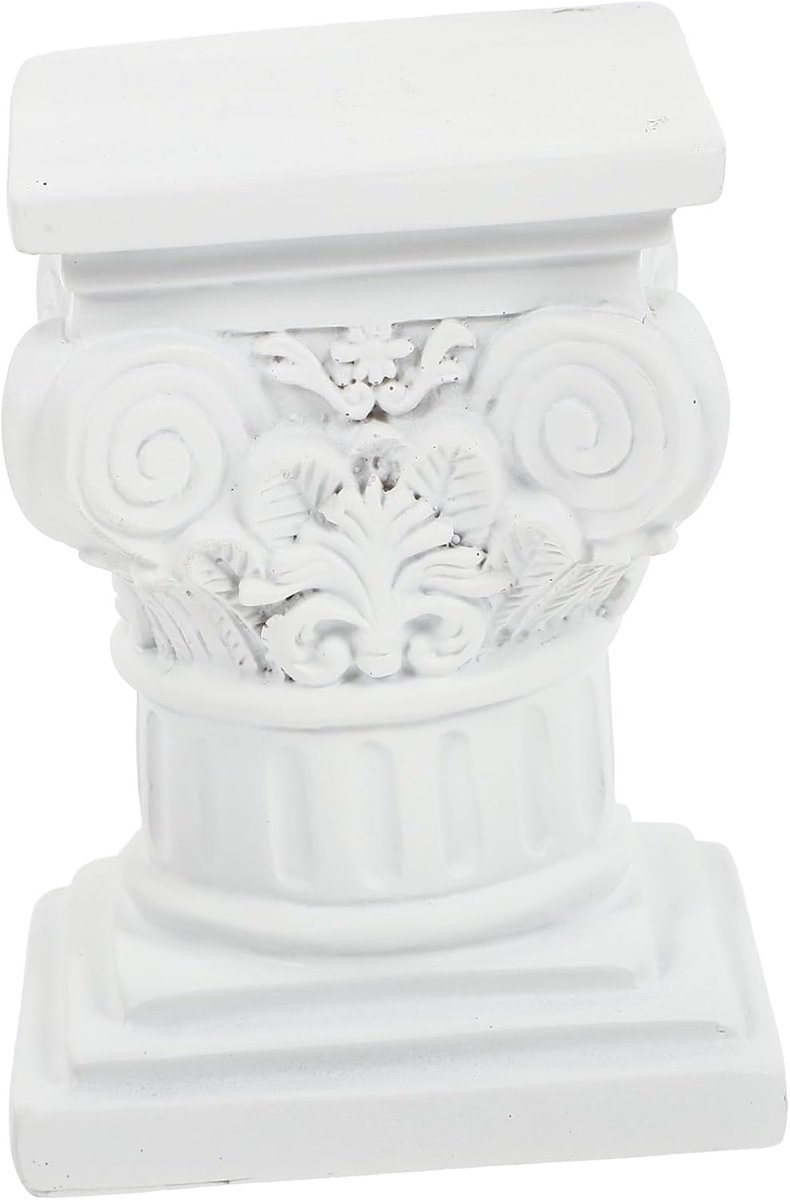 Romeinse Zuil Decoratie - Decoratieve Pilaar - Stijlvolle Woondecoratie - Fijn Hars Vakmanschap - 8.5x8x8cm - Wit