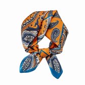 Dames sjaaltje satijn- Oranje silk feeling Shawl- Neksjaaltje 70x70 cm- Hoofdsjaal- Cadeau voor vrouwen , dames- Stewardess Sjaaltje | Moederdag| Valentijnsdag| Koningsdag sjaal oranje, blauw