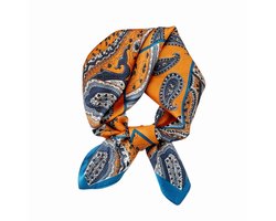 Dames sjaaltje satijn- Oranje silk feeling Shawl- Neksjaaltje 70x70 cm- Hoofdsjaal- Cadeau voor vrouwen , dames- Stewardess Sjaaltje | Moederdag| Valentijnsdag| Koningsdag sjaal oranje, blauw