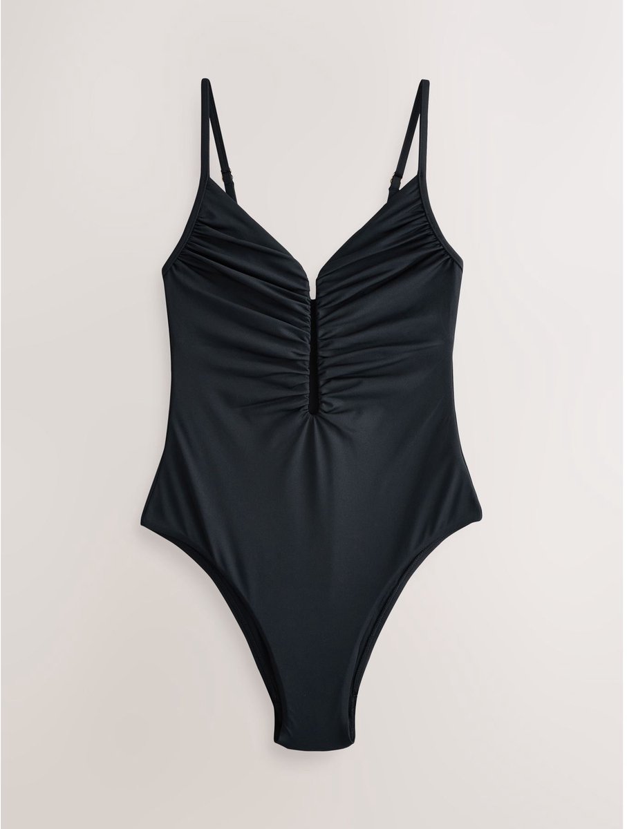 Next Dames - Diepuitgesneden buikbedekkend badpak - Zwart Black