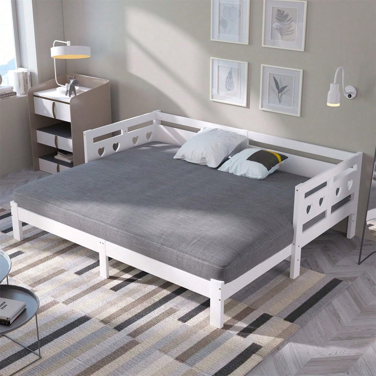 Uitschuifbaar Bed - Dagbed Slaapbank - Flexibel Slapen - Hartvormige Bodem - 90x200cm - Wi