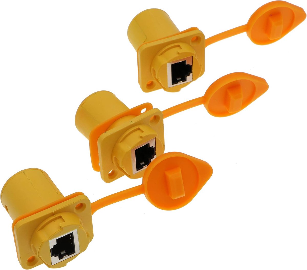 RJ45 Koppeling - Ethernet Connector - Waterdicht Netwerk - Paneelmontage Ontwerp - 3 Stuks - Geel
