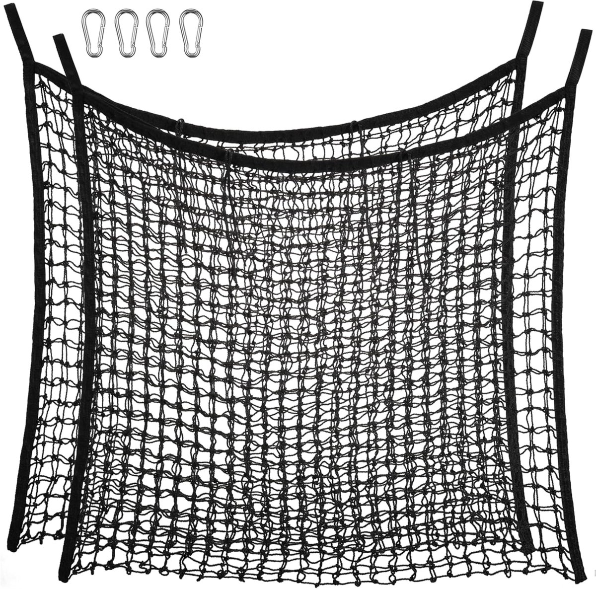 Hooinetten Set - Voerzakken Paard - Slowfeeder Ruwvoer - Duurzame PP Vezel - 60x90cm 3cm Gaatjes - Zwart