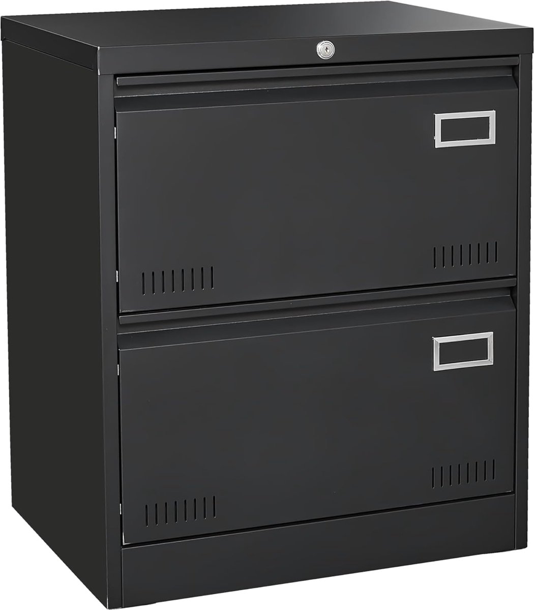 Rolcontainer Archiefkast - Mobiel Bureaukastje - Kantoor Organisatie - Verrijdbaar Met Slot - 60x45x72cm - Zwart