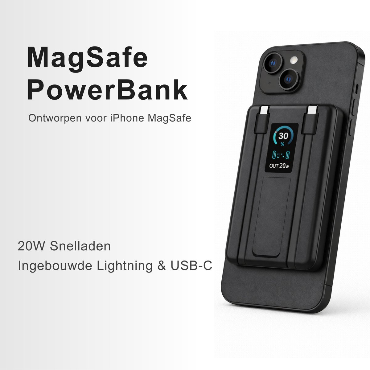 DUTCHPOWER MagSafe Powerbank 10.000mAh Draadloze Snellader - afbeelding 2