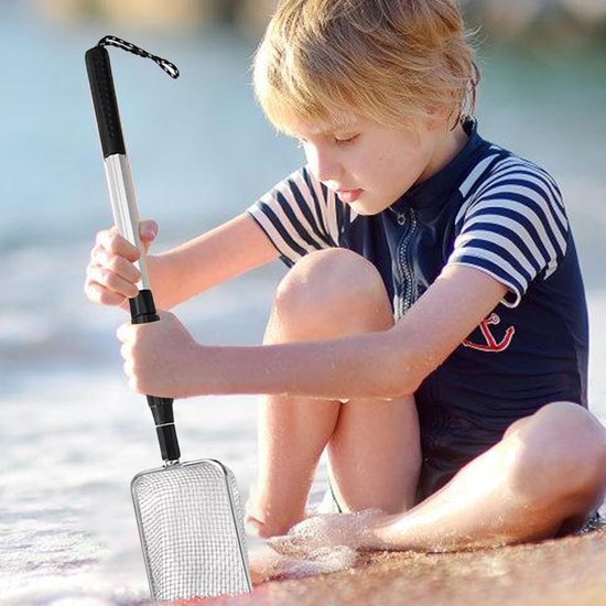Strandzeef - Zandschep - Schatten zoeken - Uitschuifbare steel - Tot 106 cm - Zilver — afbeelding 5