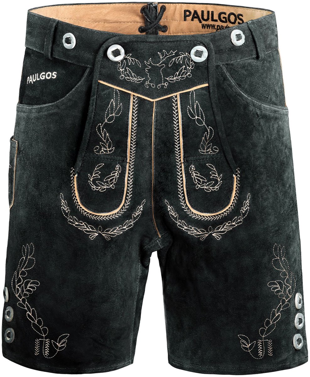PAULGOS Heren traditionele leren broek kort - HK1 - Echt leer - Verkrijgbaar in 3 kleuren - Maat 44 - 60