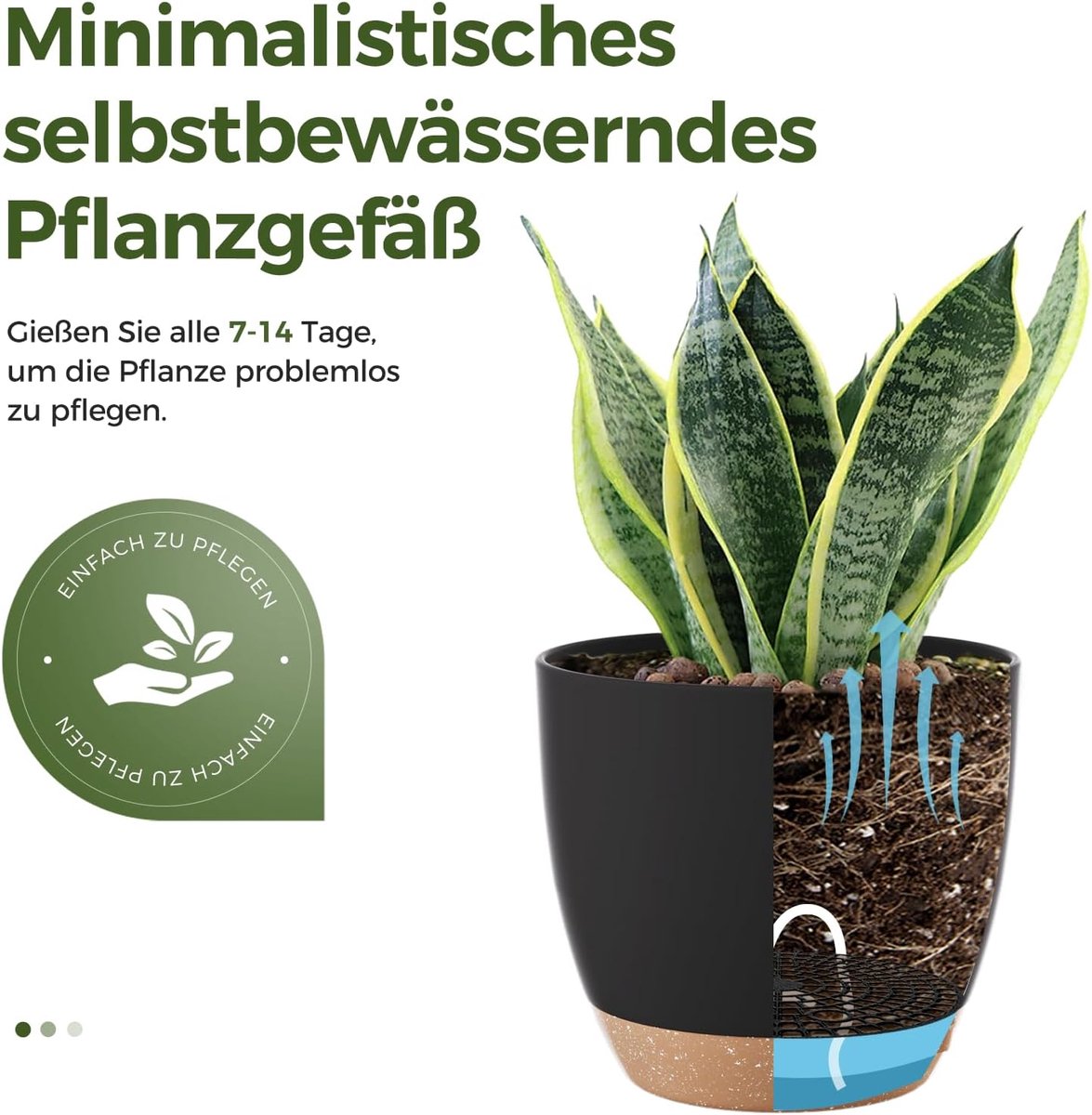 Zelfwaterende Bloempotten Set van 6 | Zwarte Plantenpotten met Schotel | 12,7–20,3 cm | Voor Kamerplanten, Stekken en Vensterbank Decoratie — cadeau in Wonen & Interieur - foto 4