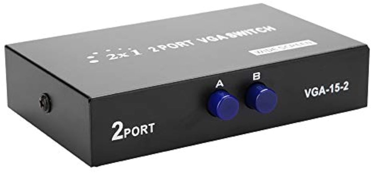 VGA Schakelaar - Monitor Selector - Apparaten Delen - 2 In 1 Out - 11 x 8 x 2.5 cm