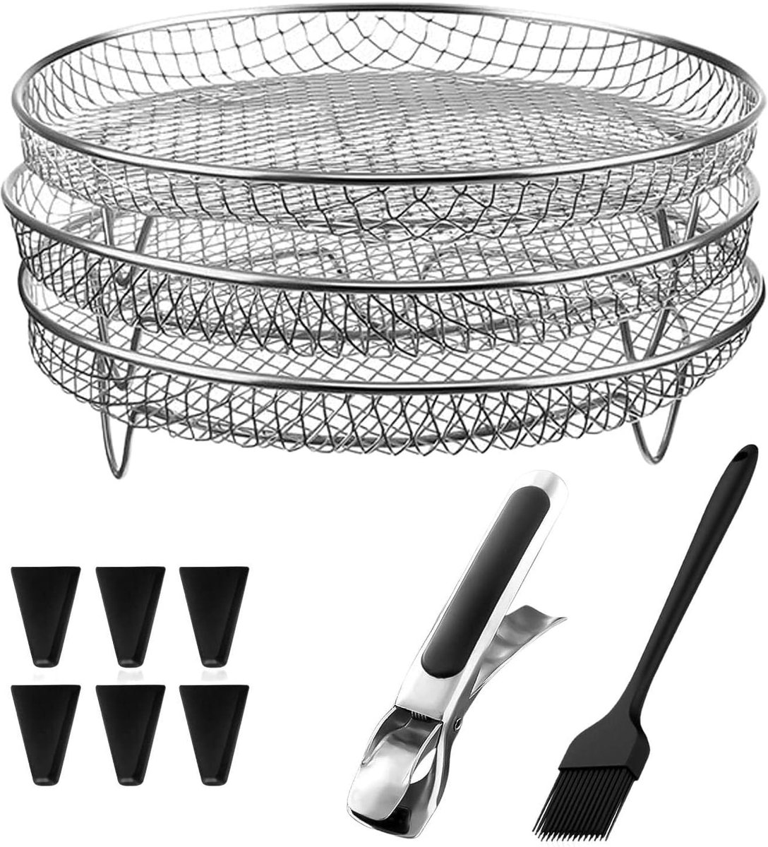 Airfryer Spekrek - Grillrek Accessoires - Dubbel Grillen - Stapelbaar Ontwerp - 3 Rekken