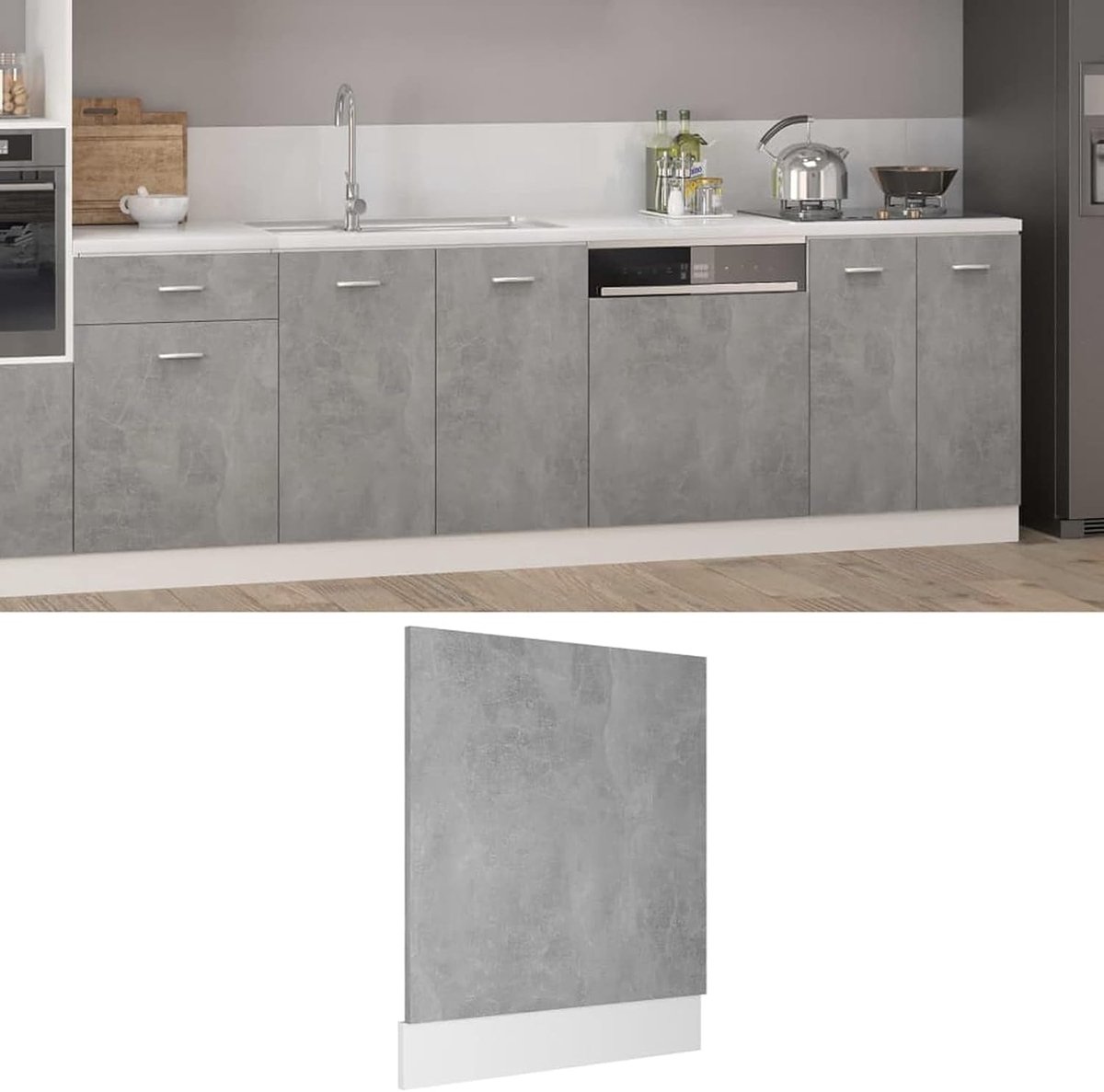 Vaatwasser Paneel Frontplaat Decoratie Keuken Integratie Volledig Geïntegreerd Design 595 x 3 x 67 cm Betongrijs