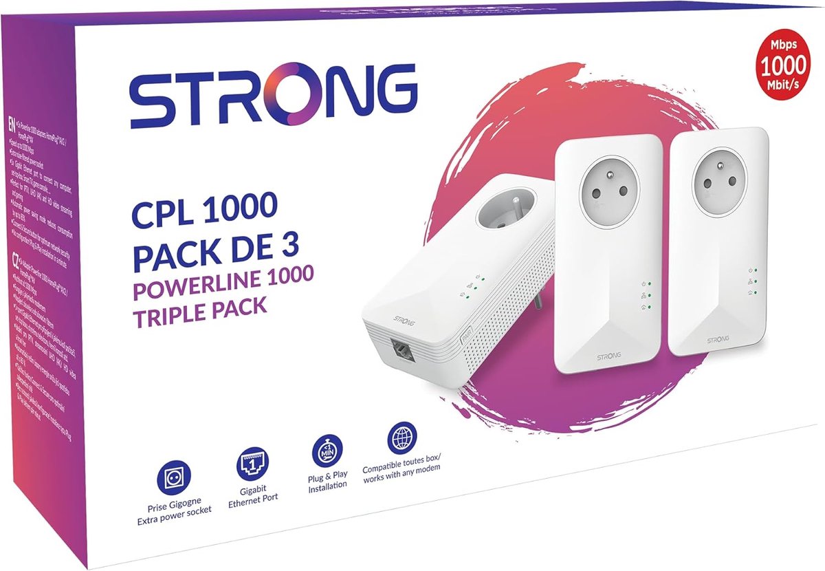 Internet Kit - Netwerk Versterker - Snelle WiFi - 1000 Mbps Snelheid - Drie Stopcontacten - Wit