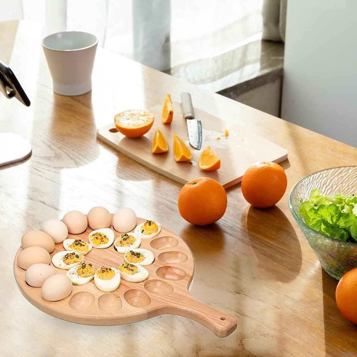 Houten Eierhouder - Creatief Eierbord - Eieren Serveren - 24 Gaten Omkeerbaar - 41 x 35 cm - Houtkleur — cadeau in Cadeau-ideeën - foto 5