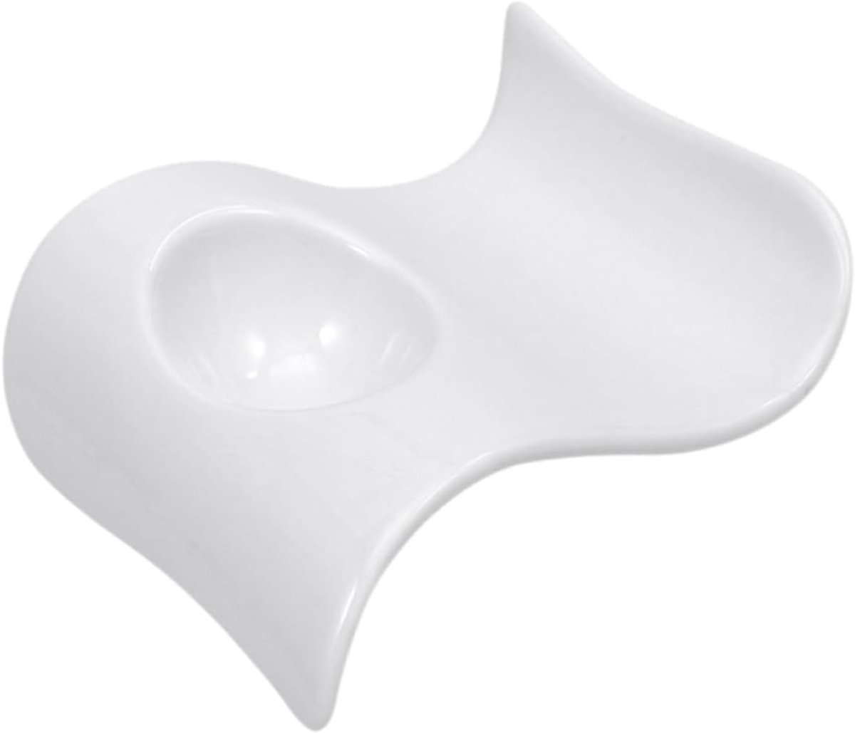 Eierdopje Keramiek Ei Houder Ontbijt Serveren Golfvorm Ontwerp 13.5x8x3.5cm Wit