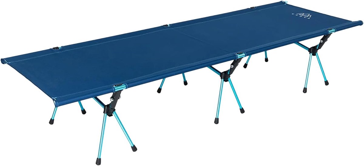 Opklapbed - Vouwbed Kampeerbed - Buitenactiviteiten Kamperen - Verstelbare Beenhoogte - 190x65x38cm - Blauw