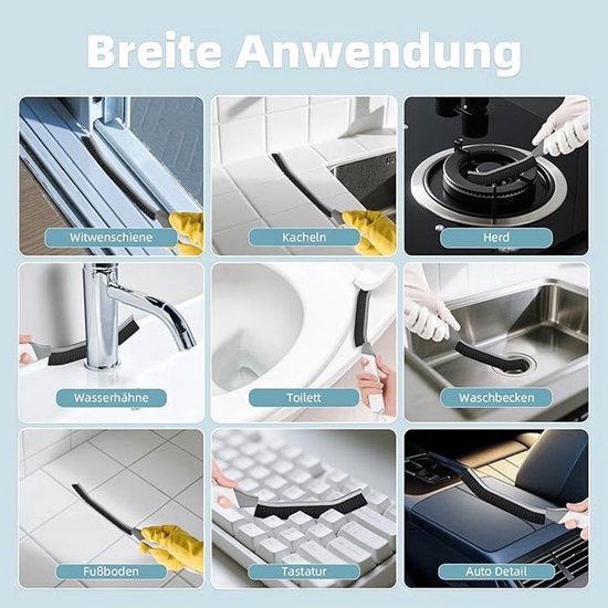 Set van 4 schrobborstels met stevige haren voor voegen en hoeken van Merkloos	 — afbeelding 3