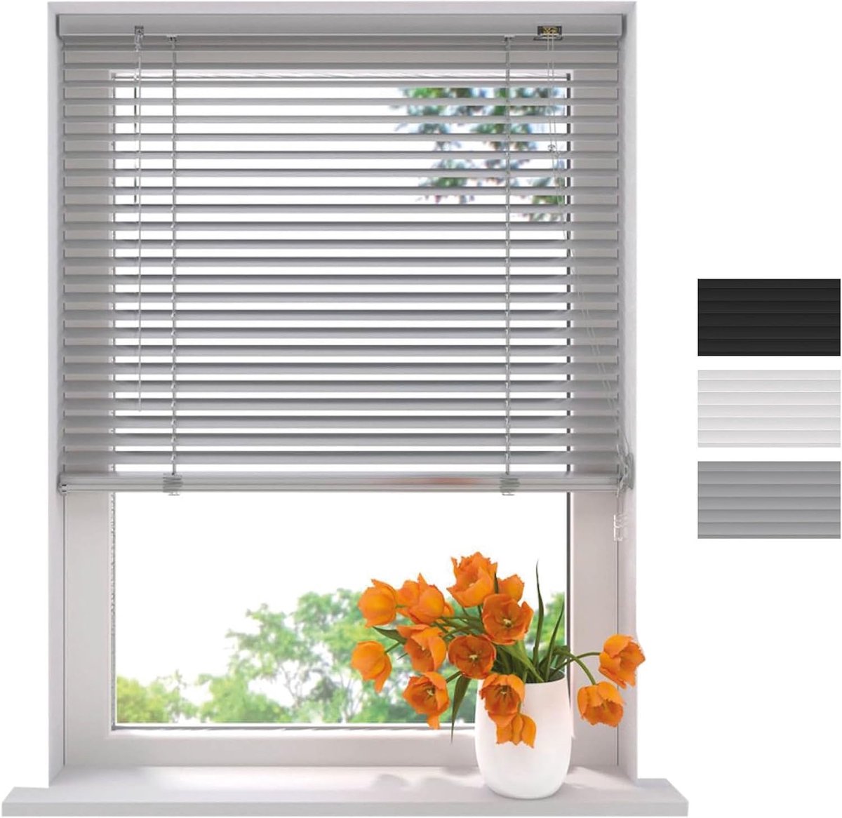 Aluminium Jaloezie - Raambekleding - Privacy - Vochtbestendig - 80x175 cm - Zilver