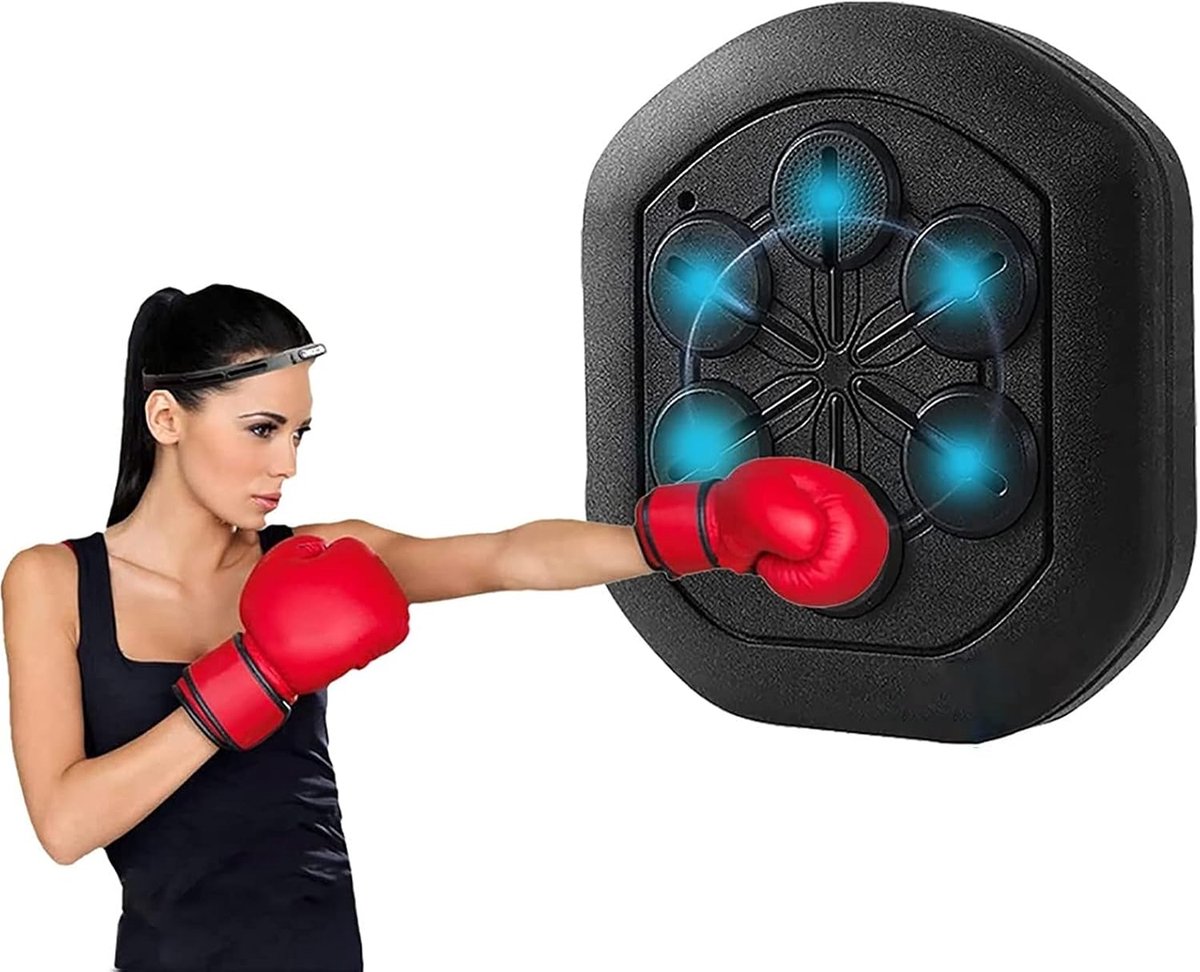 Boksmachine Muziek - Reactie Muur - Thuis Fitness - Intelligente Verlichting - 40 x 44.5 cm - Zwart