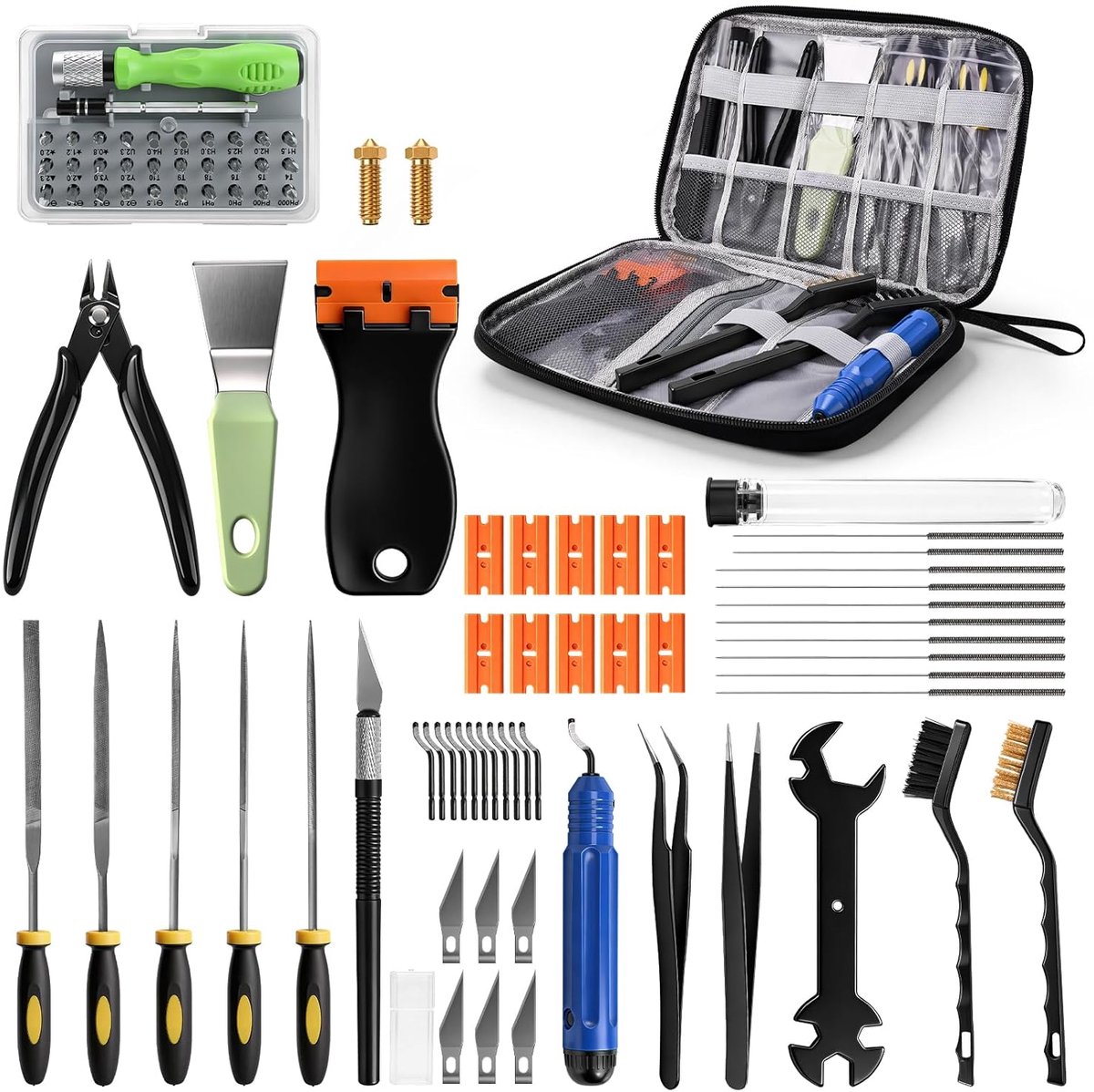 3D Printer Gereedschap - Nabewerking Set - Model Afwerking - Compleet Accessoires - 33x19x4 cm