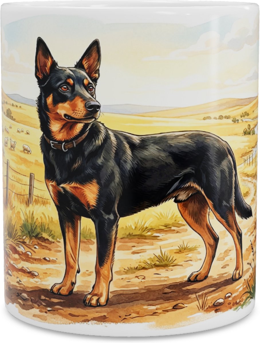 Mok - Australian Kelpie - Herdershond in Australisch Landschap - Illustratie Cadeau - Keramiek
