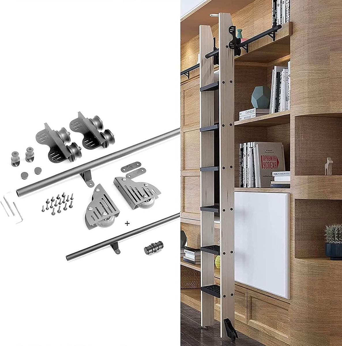 Intrekbare Ladderrail - Schuifladder Kit - Loft Toegang - Ronde Rail Ontwerp - 100cm Lengte
