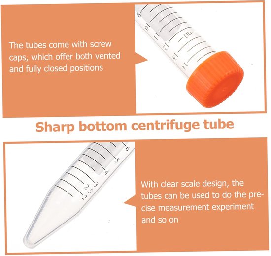 Centrifuge Buisjes - Testbuisjes Laboratorium - Wetenschappelijk Onderzoek - Met Schroefdop - 15 Ml - Transparant — afbeelding 3