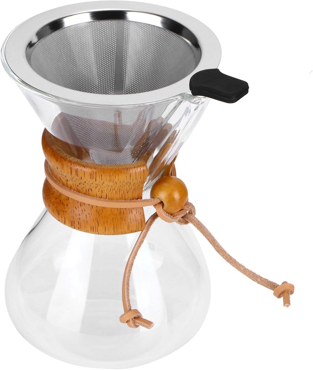 Koffiezetapparaat - Koffiedruppelaar - Handmatig Brouwen - Roestvrijstalen Filter - 343 Gram - Glas