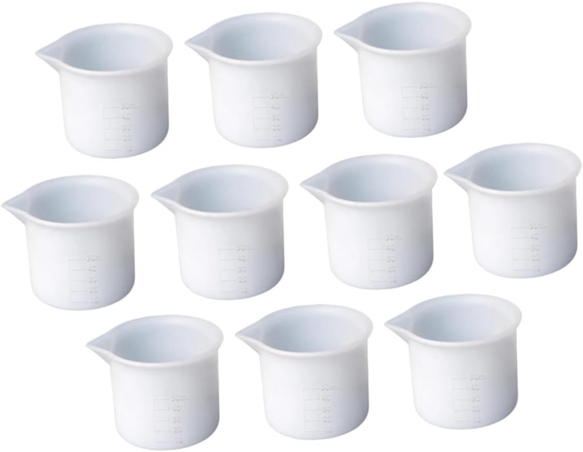 Siliconen Maatbekers - Epoxy Gereedschap - Hars Knutselen - Met Tuit - 50 Ml - Wit