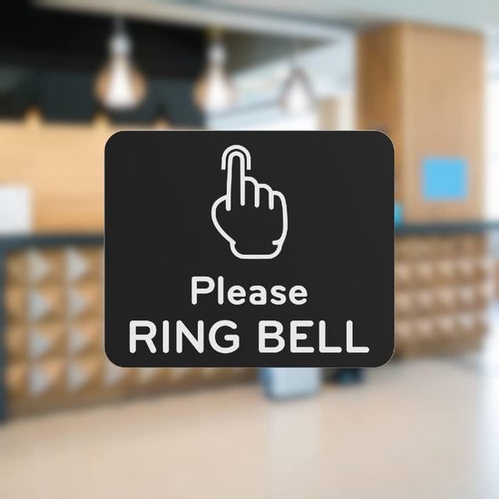 Bel Huis Regel Bord - Zelfklevende Sticker - Bezoekers Leiden - Universeel Pictogram - 12cm x 10cm - Zwart — afbeelding 3