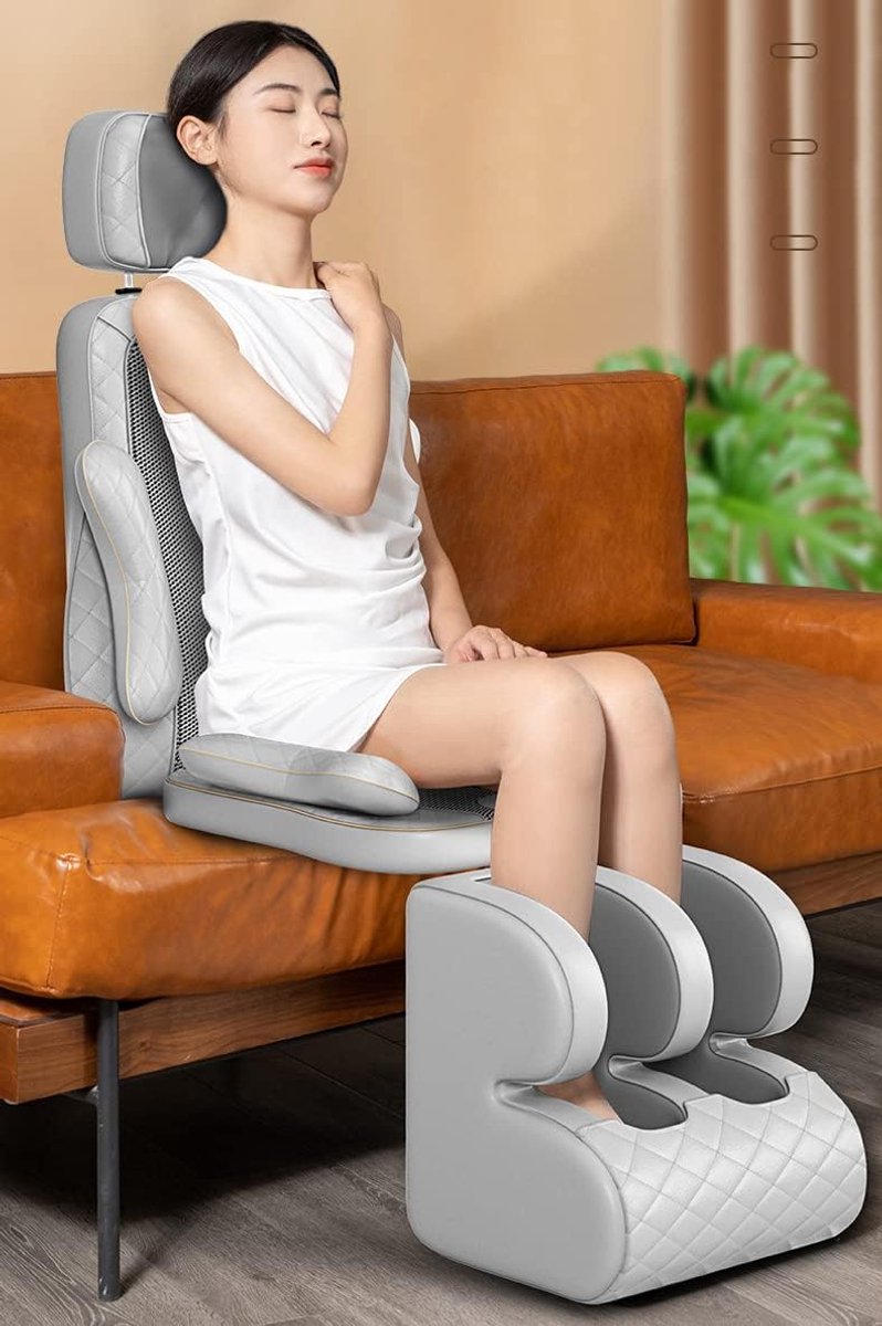 Massage Stoel - Rugmassage Apparaat - Ontspanning Thuis - Verwarmende Shiatsu - 3D Vibratie