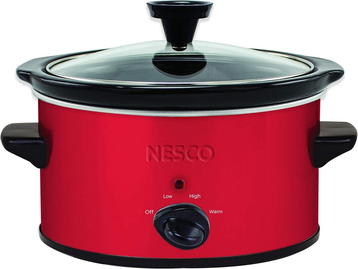 Slow Cooker - Stoofpot Pan - Langzaam Koken - Vaatwasserbestendig - 1.4 Liter - Rood