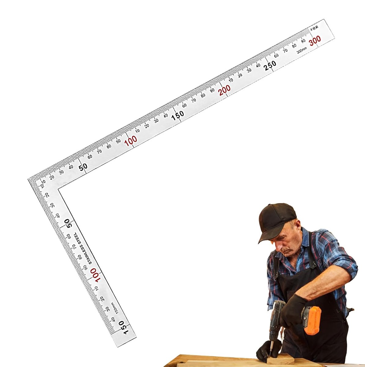 L Vormige Liniaal - Combinatie Gereedschap - Precisie Meten - Roestvrij Staal - 15 x 30 Cm