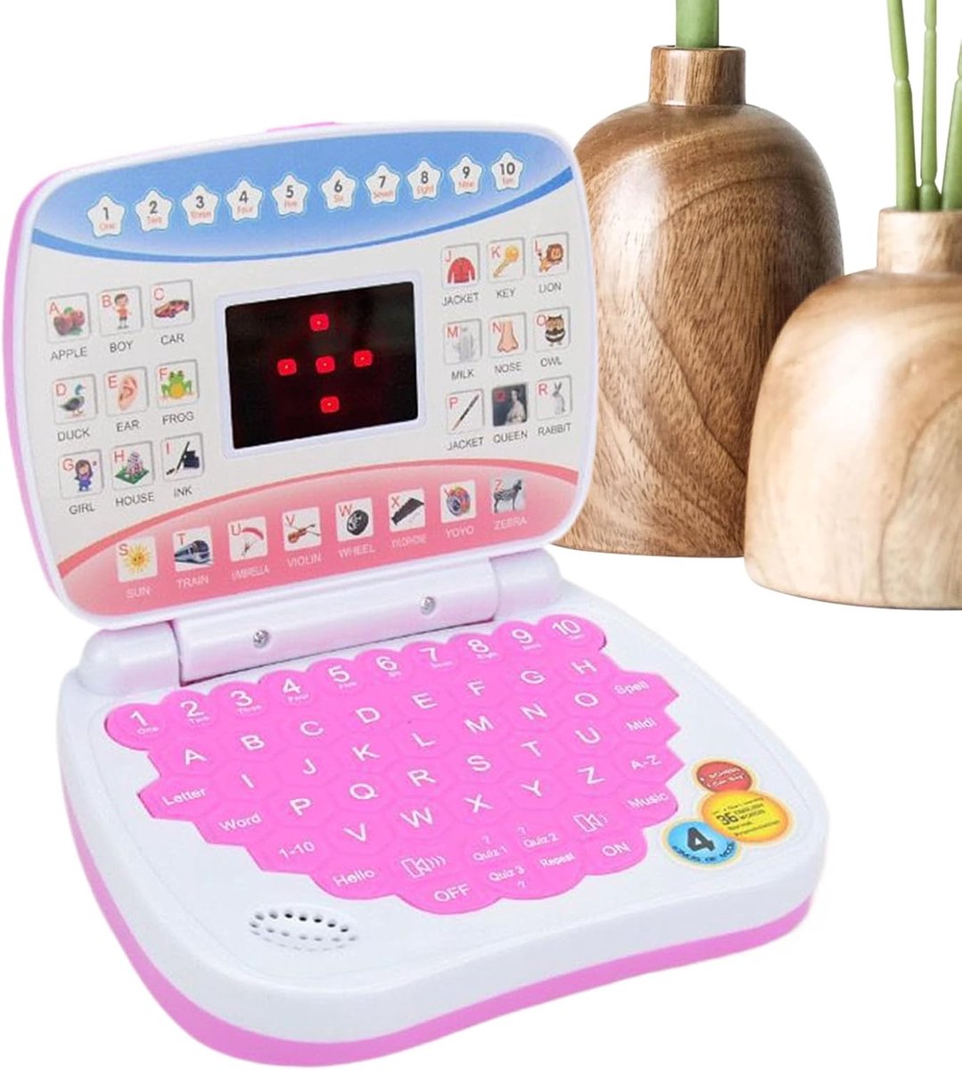 Educatieve Laptop - Kinderspeelgoed Computer - Leren Spelen - Interactief Muziek Leren - 153 x 125 cm - Roze