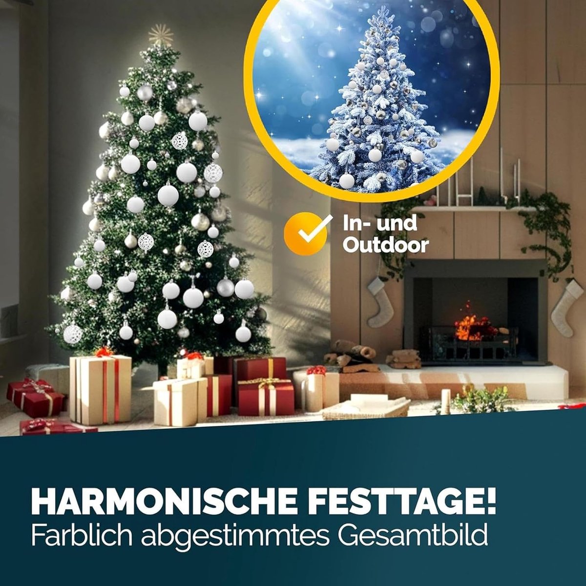 Kerstballen Set - Witte Hangers - Seizoensdecoratie - 100 Stuks - 35 x 23 cm - Wit – foto 2