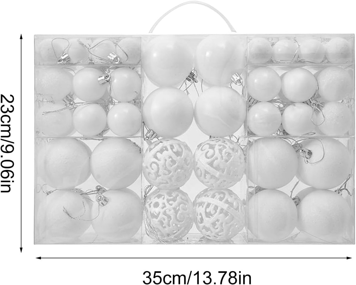 Kerstballen Set - Witte Hangers - Seizoensdecoratie - 100 Stuks - 35 x 23 cm - Wit – foto 7