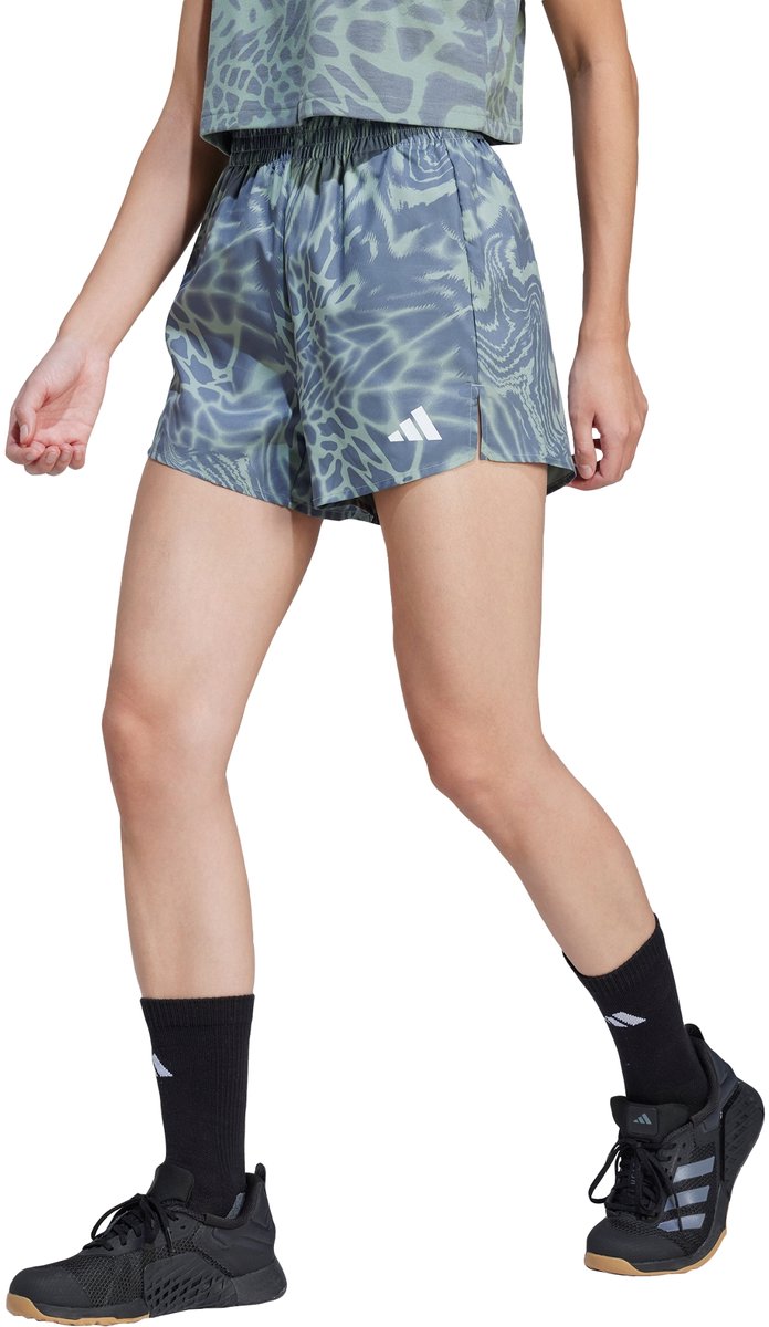 Adidas Performance Train Essentials Allover Print Workout Short Dames Groen