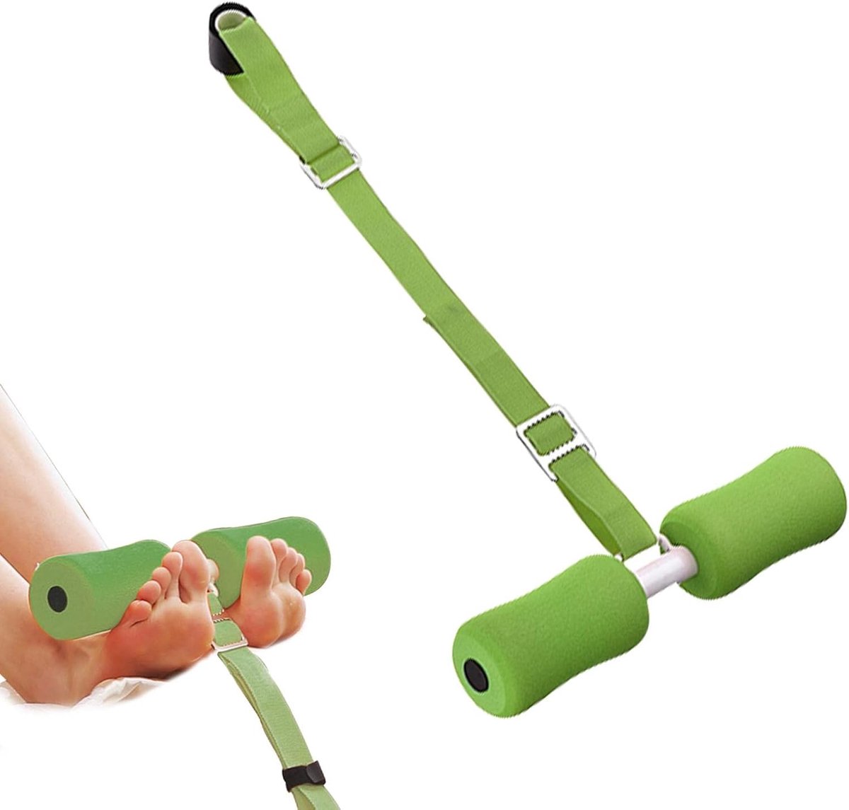Sit-up Hulp - Buikspier Trainer - Thuis Fitness - Verstelbare Banden - 33.5x12x8cm - Groen