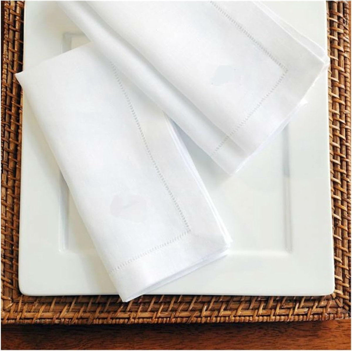 Stoffen servetten - Diner servetten - Tafel decoreren - Zacht katoen linnen - 45 x 45 cm - Wit