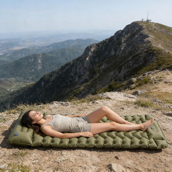 Campingslaapmatje - Opblaasbaar matras - Outdoor slapen - Ingebouwde voetpomp - 190x75x15cm - Groen — afbeelding 5