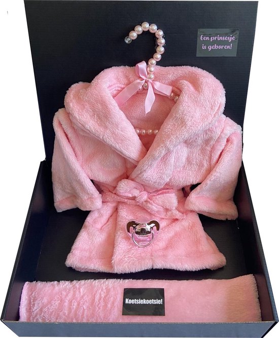 Kraamcadeau Meisje Roze - Zachte Babybadjas met Speen - Geboortecadeau / Babyshower — afbeelding 2